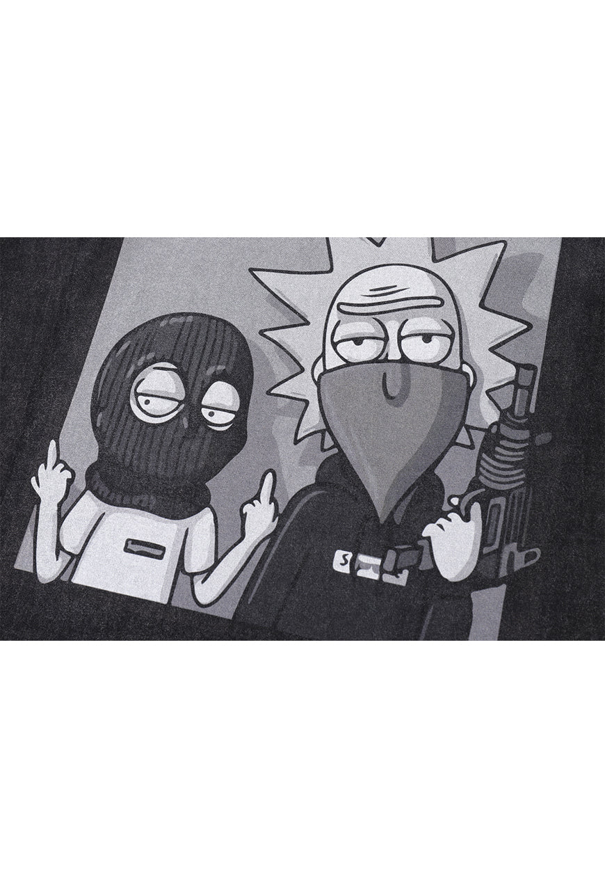 Rick and Morty print t-shirt American cartoon tee retro top in vintage grey