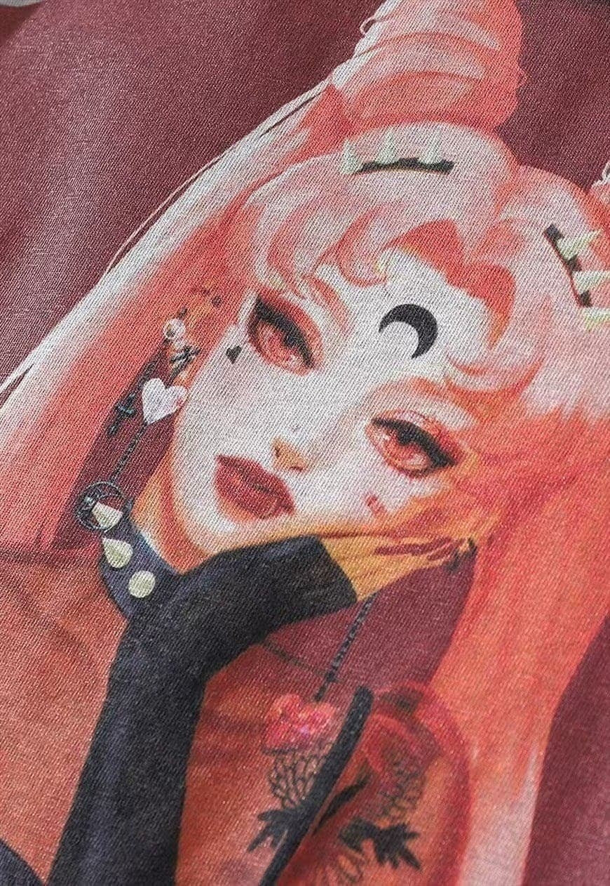 Anime t-shirt retro Japanese movie tee top grey