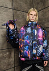 Psychedelic bomber jacket handmade detachable raver puffer