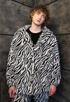 Zebra fleece coat handmade 2in1 stripe jacket in pastel pink