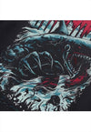 Shark print sweater scary jumper ripped knitted top in black