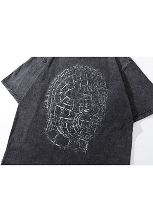 Grunge t-shirt Gothic chin tee retro punk top in acid grey