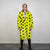 Star print fur coat yellow long heavy trench fluorescent psychedelic overcoat rave bomber festival geometric jacket custom going out peacoat