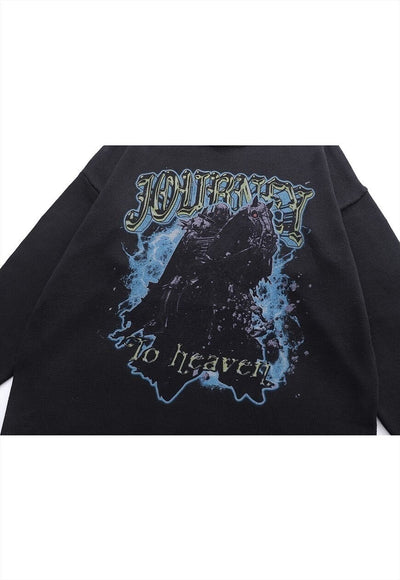 Knight sweater Gothic knit distressed horror jumper in black