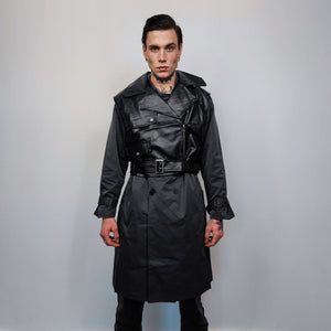 Utility trench faux leather vest jacket detachable vest gorpcore coat Gothic varsity cyber punk bomber grunge jacket in black grey