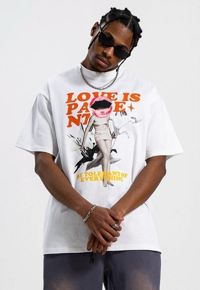 Love slogan tshirt poster print tee grunge pop art top white