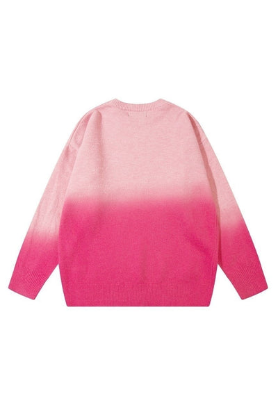 Gradient sweater knitted tie-dye jumper abstract top pink