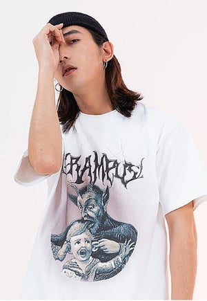 Krampus t-shirt retro devil tee grunge punk top in Black