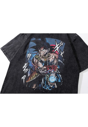 Dragon ball t-shirt old DBZ tee retro anime top in acid grey