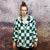 Check fleece jacket handmade 2 in 1 fluffy chess coat green