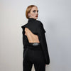 Punk Kimono jacket open back blazer cropped catwalk top high fashion bomber party shirt in black