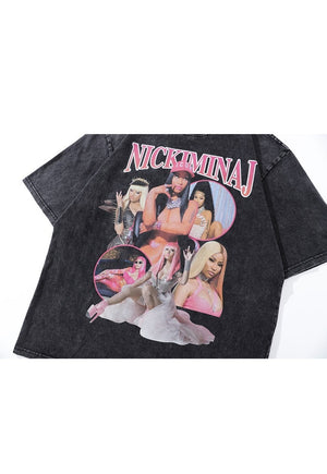 Nicky Minaj fan t-shirt singer tee retro skater top in black