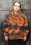 Tie-dye fleece bomber handmade gradient hood jacket orange