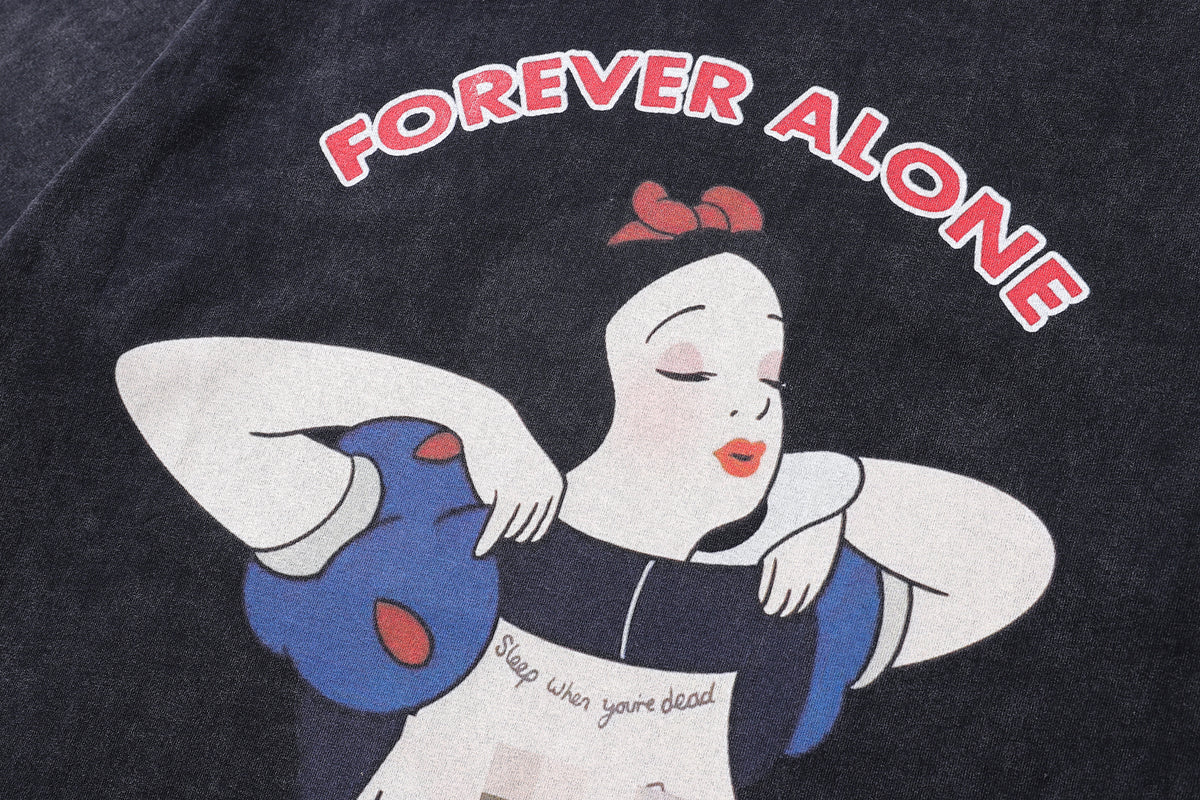 Modern princess t-shirt raver tee retro cartoon top in vintage grey