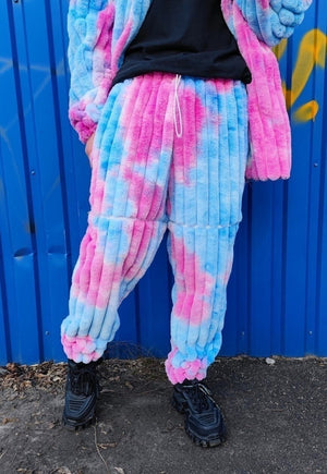 Tie-dye fleece joggers detachable handmade festival pants