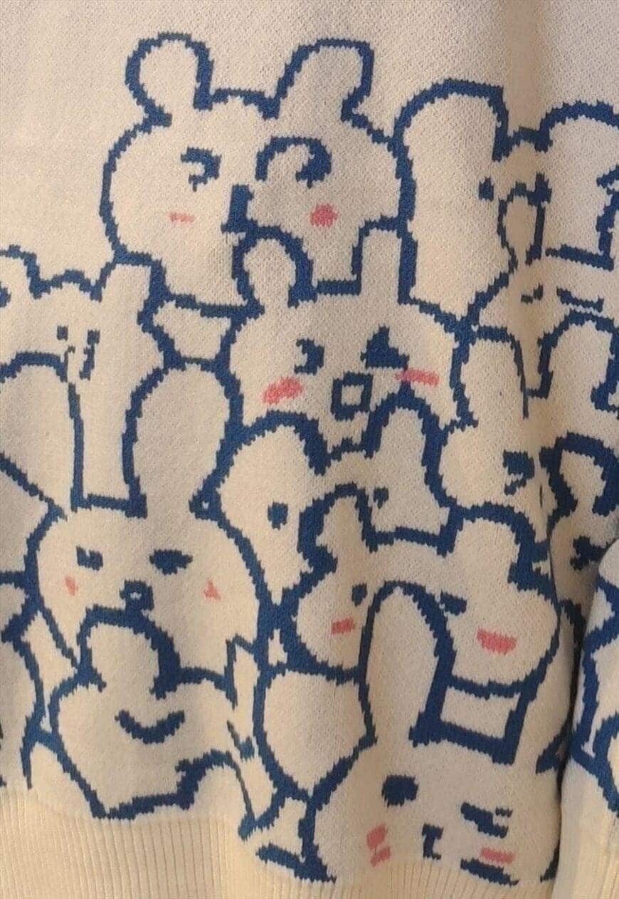 Bunny sweater rabbit top cable knit animal jumper cream