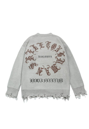 Devil sweater gothic ripped jumper distressed punk top grey