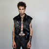 Shiny sleeveless jacket rubber feel utility gilet grunge gorpcore vest jacket luminous plastic bomber raver tank top in black