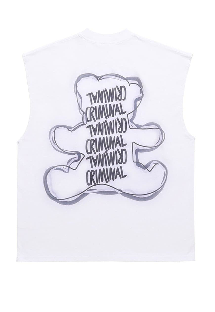 Teddy bear sleeveless t-shirt animal tank top surfer vest