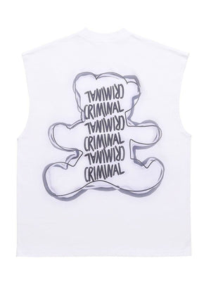 Teddy bear sleeveless t-shirt animal tank top surfer vest