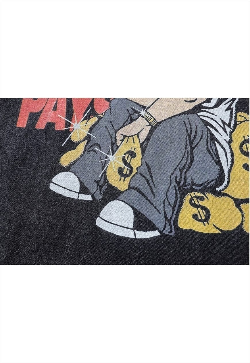 Gangster t-shirt balaclava print tee vintage poster top grey