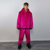 Neon faux fur joggers winter raver pants fluffy skiing trousers mountain fleece overalls festival bottoms burning man pants in fuchsia pink