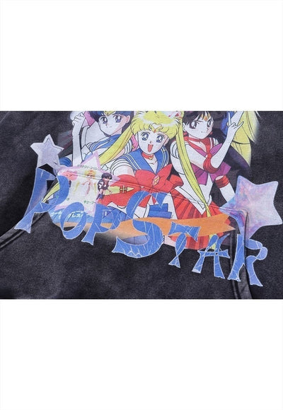 Anime hoodie Sailor Moon pullover Japanese cartoon jumper