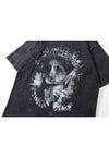 Saint t-shirt punk religion tee retro punk top in acid black