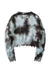 Cropped tie-dye sweater gradient jumper ripped pullover blue