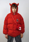 Devil horn jacket grunge puffer retro Anime bomber in red