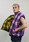 Tartan check varsity jacket yellow flame reversible bomber