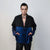 Transparent blazer see-through jacket going out coat fancy dress bomber catwalk blazer sheer glam rocker top satin varsity in blue black