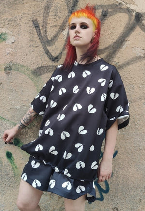 Broken heart t-shirt handmade top love emoji tee in black