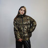 Golden sequin bomber glitter jacket sparkle puffer party varsity festival varsity fancy dress embellished coat going out top luminous yellow