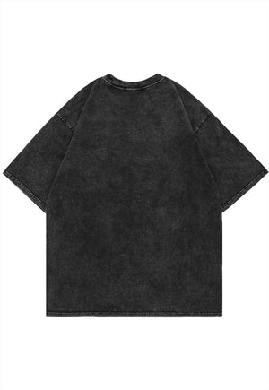 Metalcore t-shirt butterfly tee vintage wash top acid grey