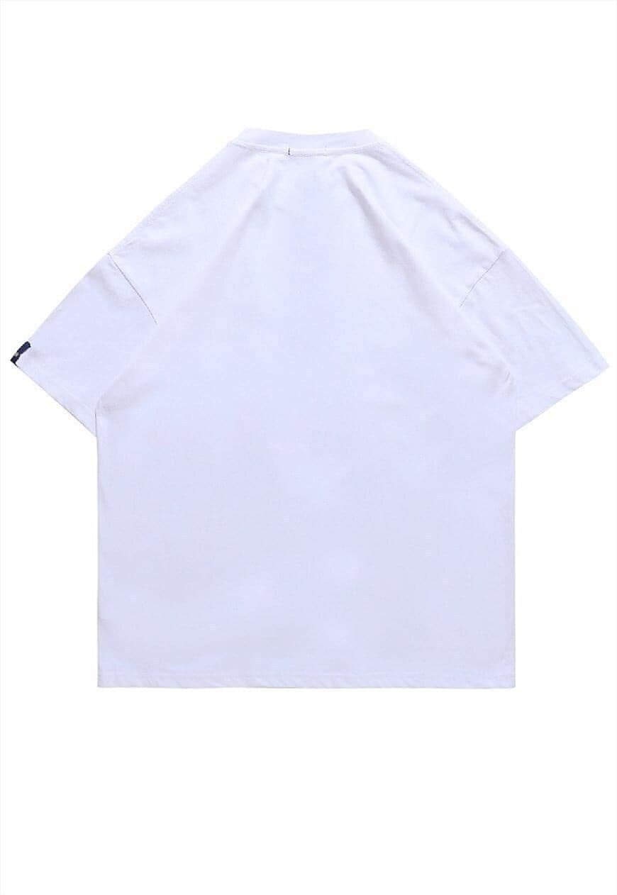 Gothic t-shirt tired face tee thunder print top in white