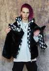 Check print bomber jacket reversible faux fur puffer black