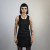 Button up sleeveless vest t-shirt Gothic tank top grunge crew neck tee rocker surfer vest in black