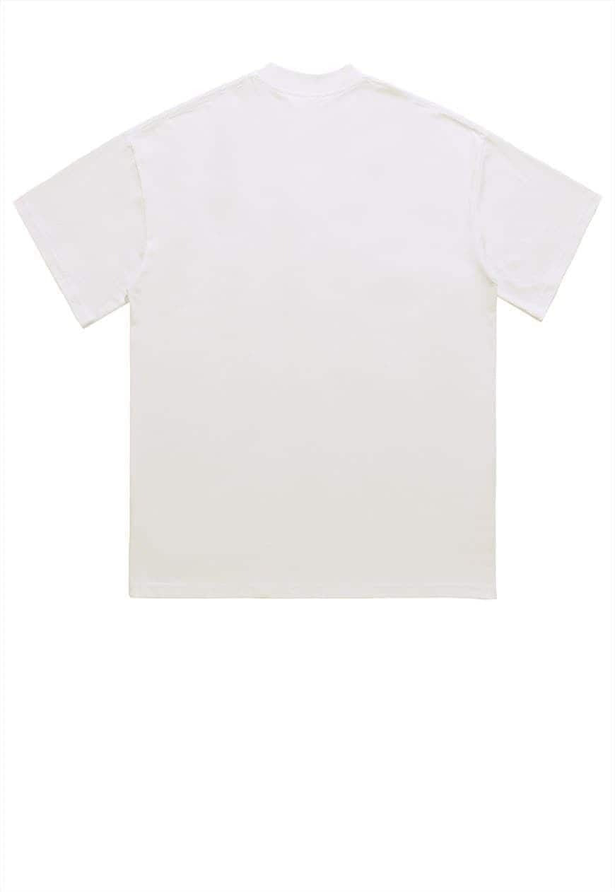 Grunge t-shirt raver print tee punk graffiti top in white