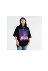 Blurry print t-shirt abstract rave tee skater punk top black