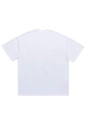 Illusion slogan t-shirt abstract print tee grunge top white