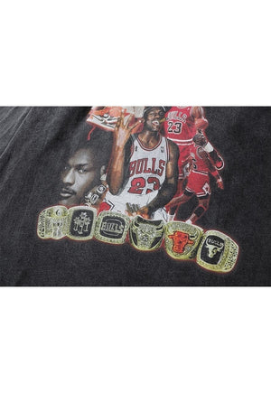 Chicago bulls t-shirt old basketball long tee retro top grey