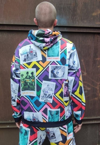 Retro hoodie Hollywood graffiti pullover 69 top in rainbow