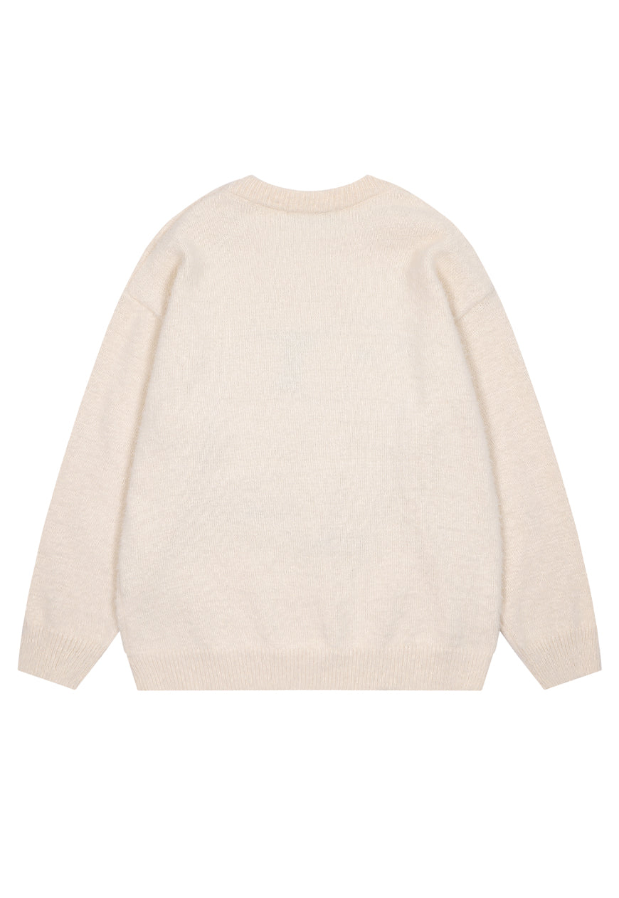 Dog patchwork sweater fluffy jumper puppy top in cream