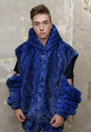 Snake fleece jacket detachable handmade Python bomber blue