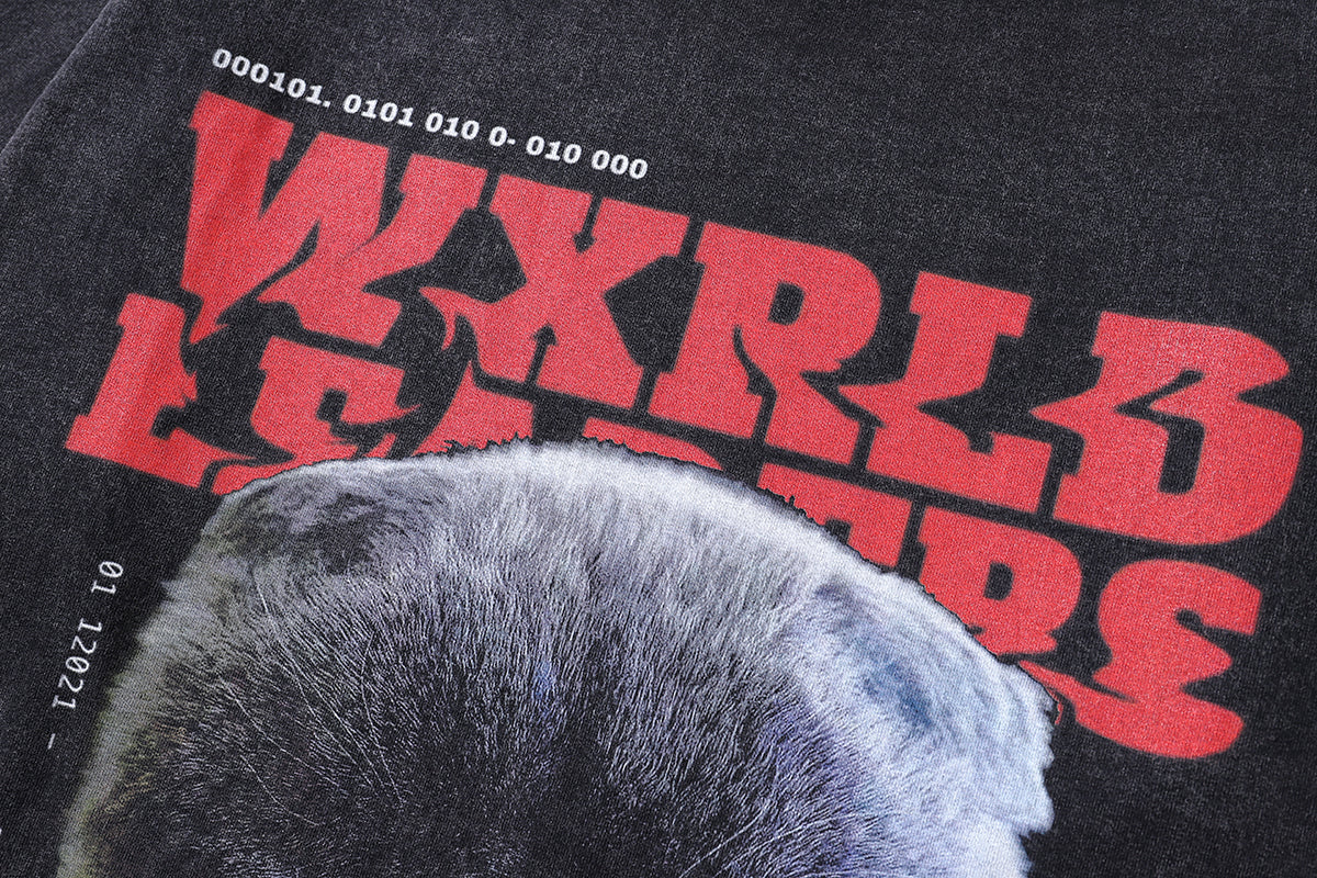 Angry cat t-shirt world leaders tee y2k cartoon top in vintage grey