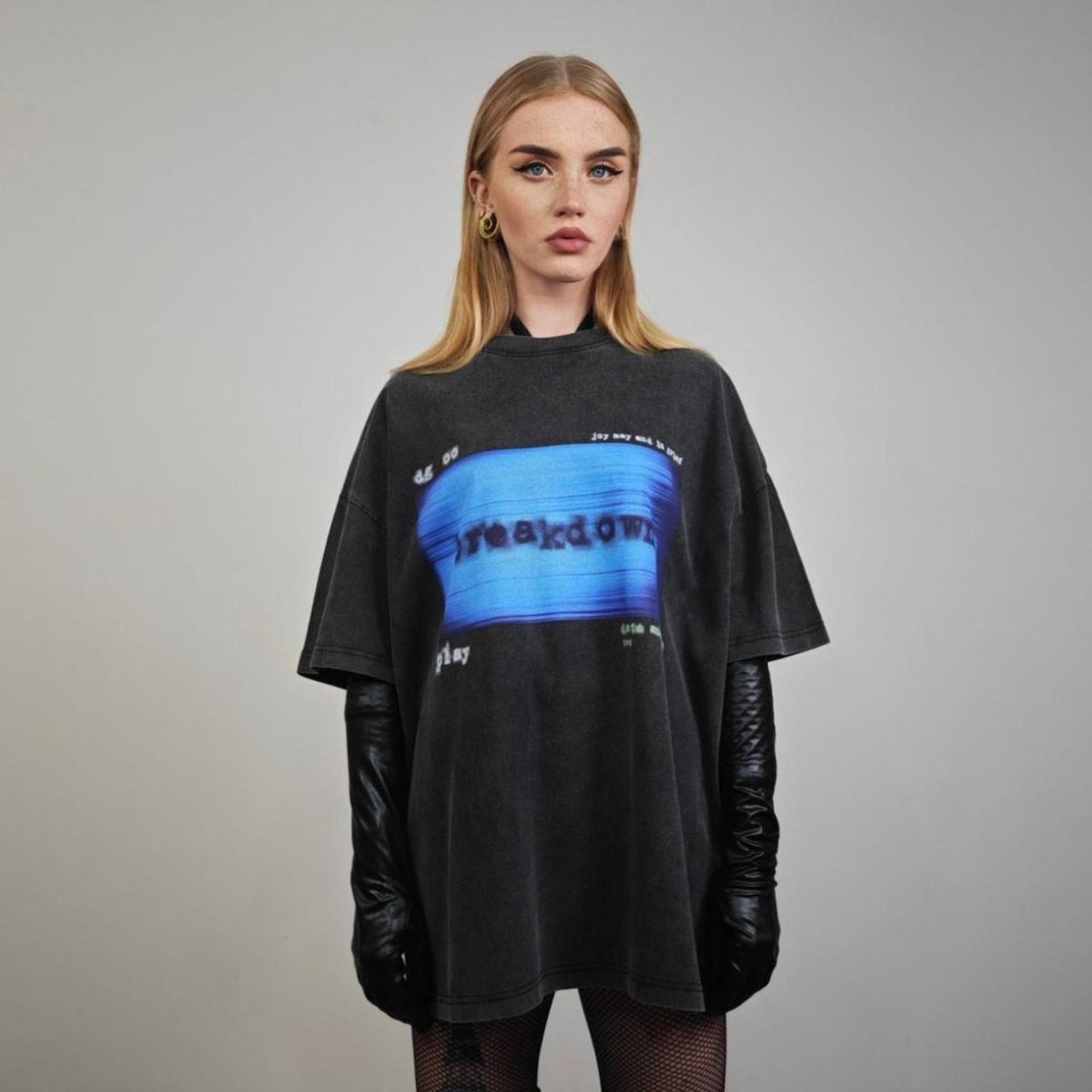 BREAKDOWN SLOGAN PRINT vintage wash t-shirt sample sale 3 for 2