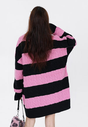 Academia sweater preppy jumper high school punk top in pink