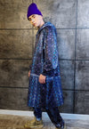 Snake print jacket handmade python windbreaker in blue