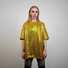 Black sequin t-shirt glitter top sparkle jumper party pullover glam rock jumper fancy dress embellished going out tee in luminous dark